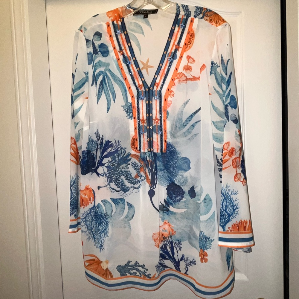Coco Reef Blue and Orange Floral Tunic